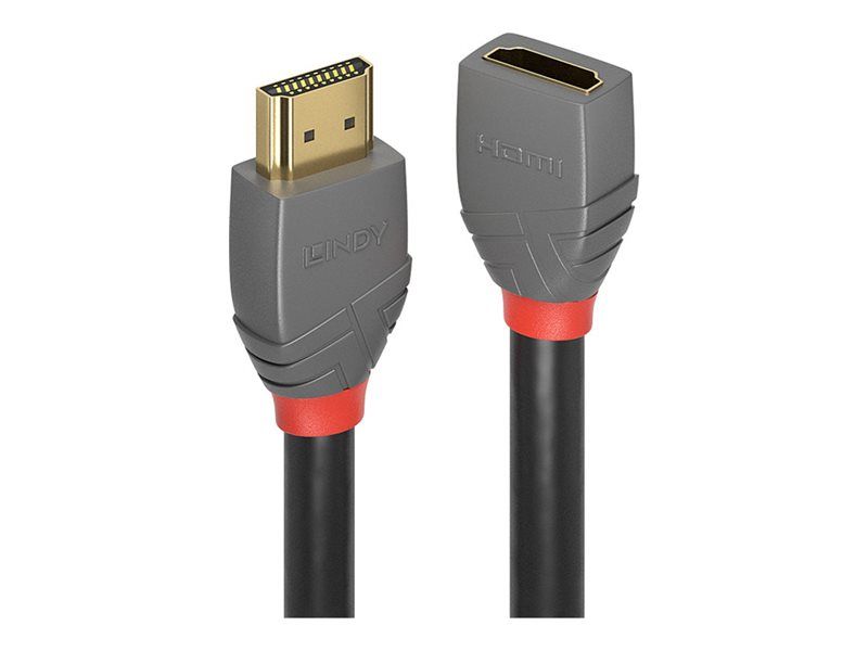 Lindy Anthra Line HDMI Extension Cable with Ethernet - 3m, Triple Shielded, Black, Round - 4K Support