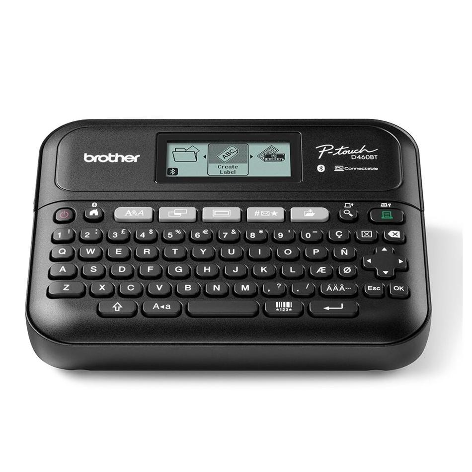 Brother P-Touch PT-D460BT Label Maker - Black and White - Thermal Transfer - 18mm Wide - 180dpi - Up to 30mm/sec - USB, Bluetooth 5.0 - Cutter - 5 Line Printing, Mirror Printing, Vertical Printing...