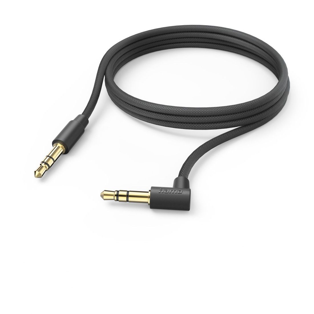 Câble auxiliaire Hama - Jack 3,5 mm à angle droit de 90 degrés, noir, 2 m