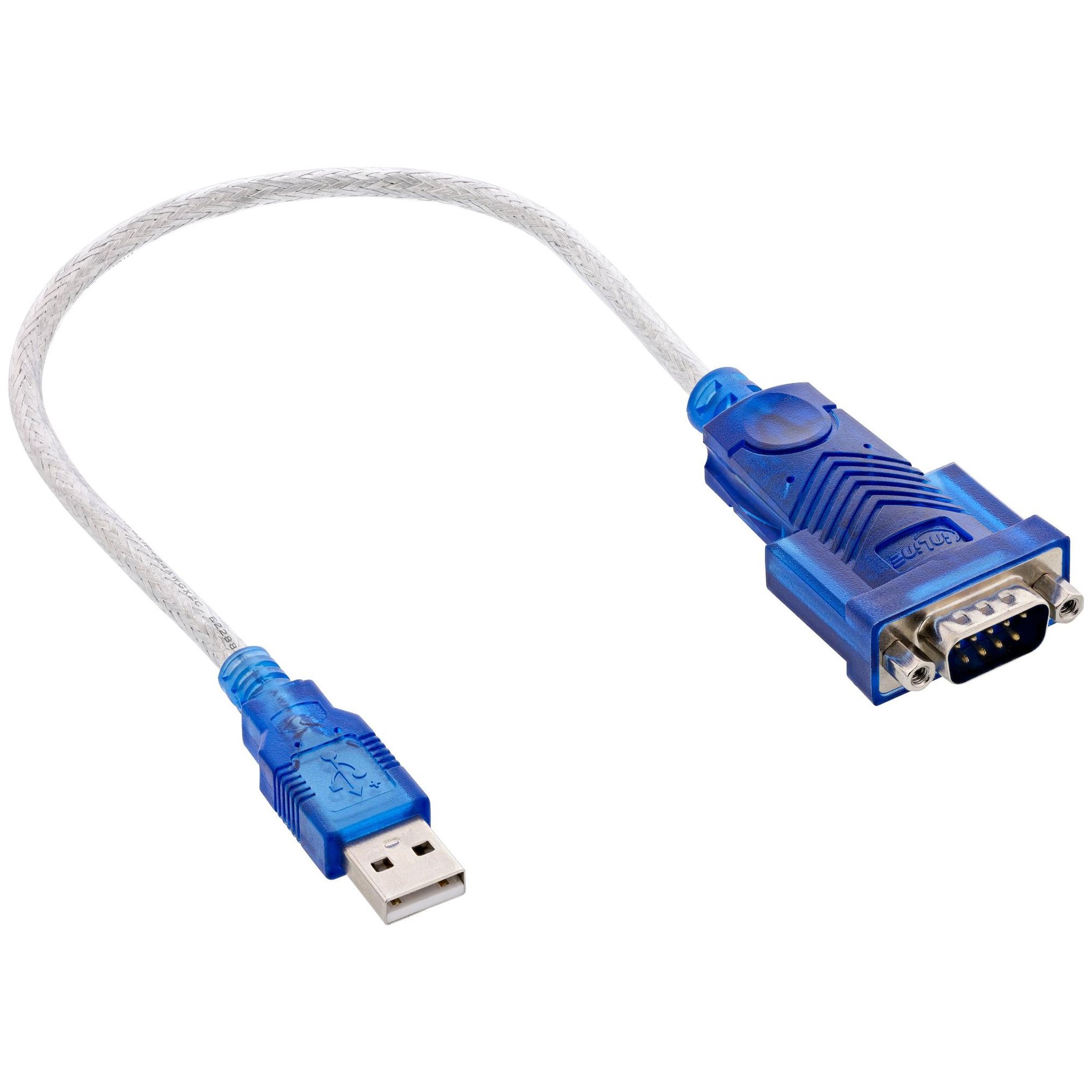 InLine USB Type-A to DB-9 Gender Changer Cable, Blue Transparent