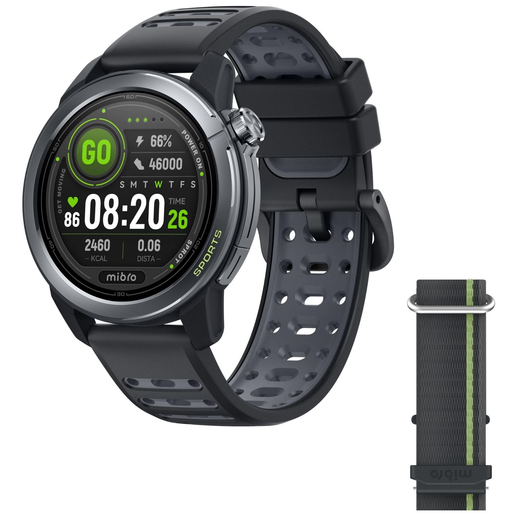 Mibro ORAW1023N Smartwatch and Sports Watch - 1.32" - 47mm Black Silicone Strap GPS