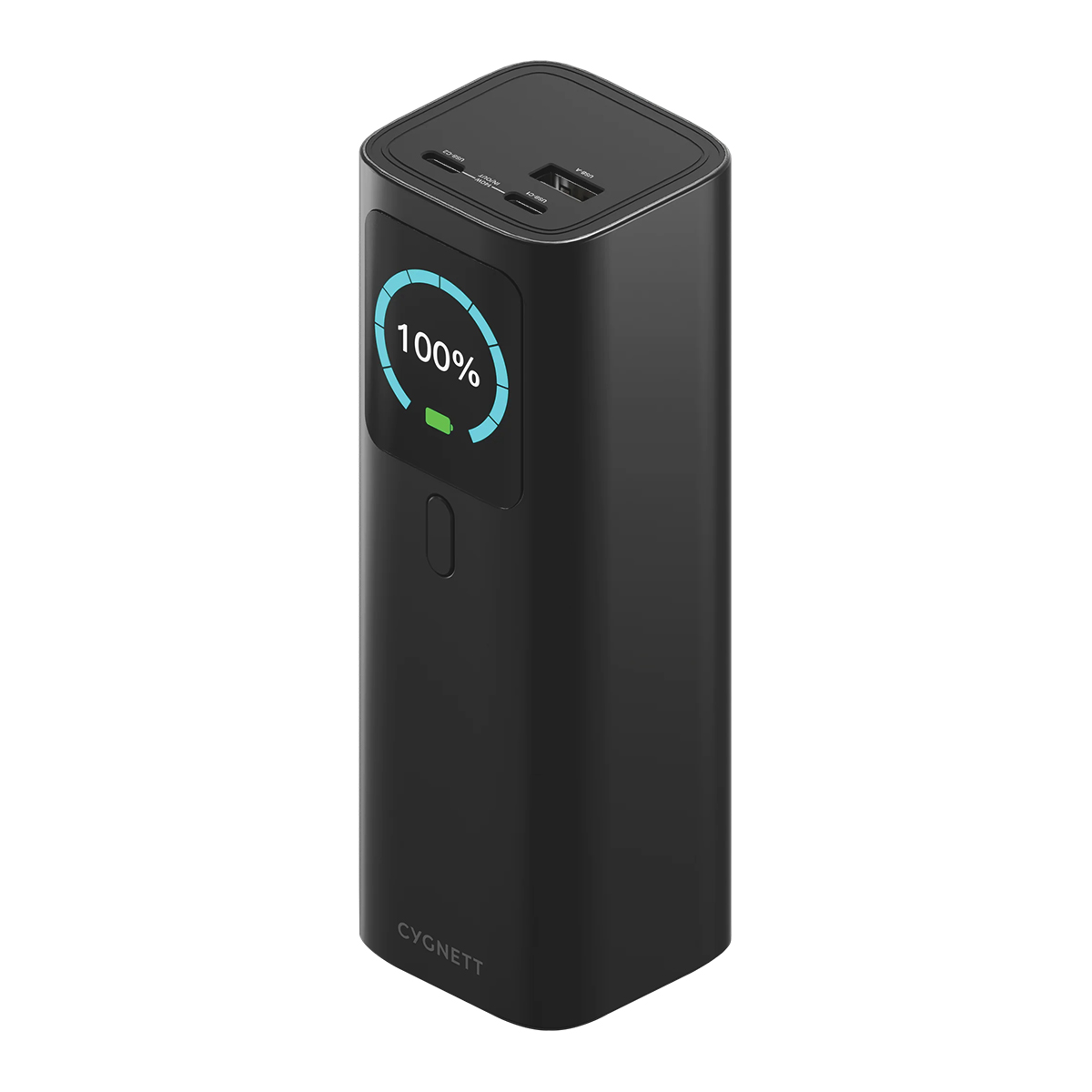 Cygnett 27000mAh USB-C/USB-A Portable Battery with Display - Black