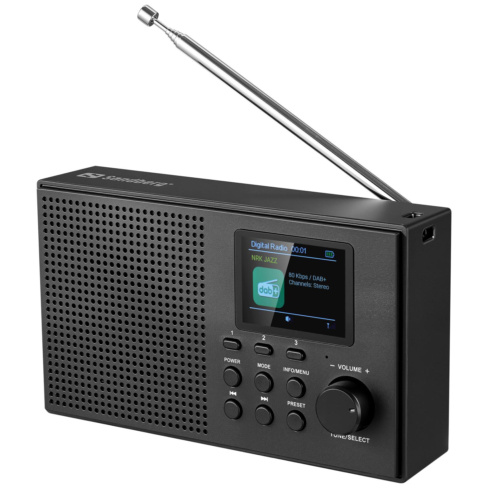 Sandberg Portable Radio, Digital and Analogue, Black