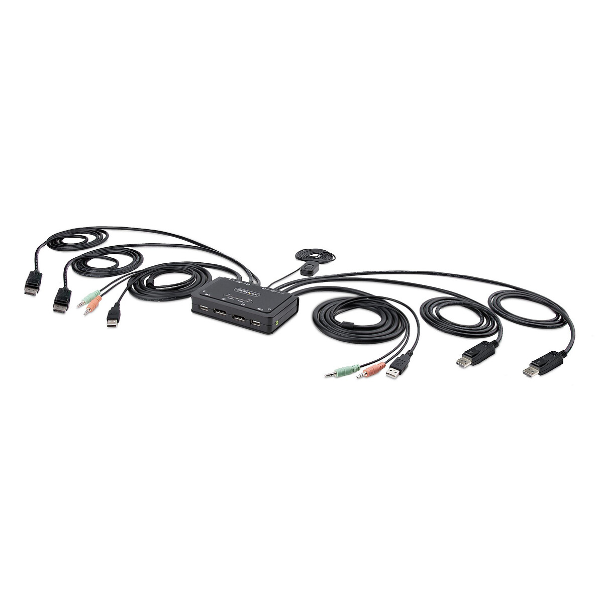 Conmutador KVM StarTech.com de 2 puertos USB-A DisplayPort 4K 60Hz con hub USB 2.0 de 2 puertos