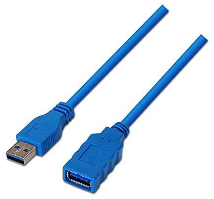 AISENS USB 3.0 Cable, Type A/M to A/H, Blue, 1.0m