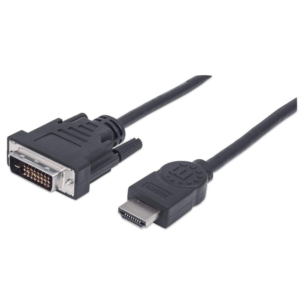 IC Intracom HDMI to DVI-D 24+1 Cable, 1.8m, Male to Male, Black, Dual Link, Lifetime Warranty