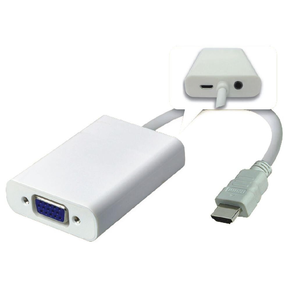 MicroConnect HDMVGA2 0.5ft HDMI to VGA Adapter Cable, White