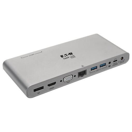 Station d'accueil Eaton Tripp Lite série USB-C - 3 écrans, 4K, HDMI/DisplayPort, VGA, USB 3.2, hub, Ethernet Gigabit, 100 W de charge PD