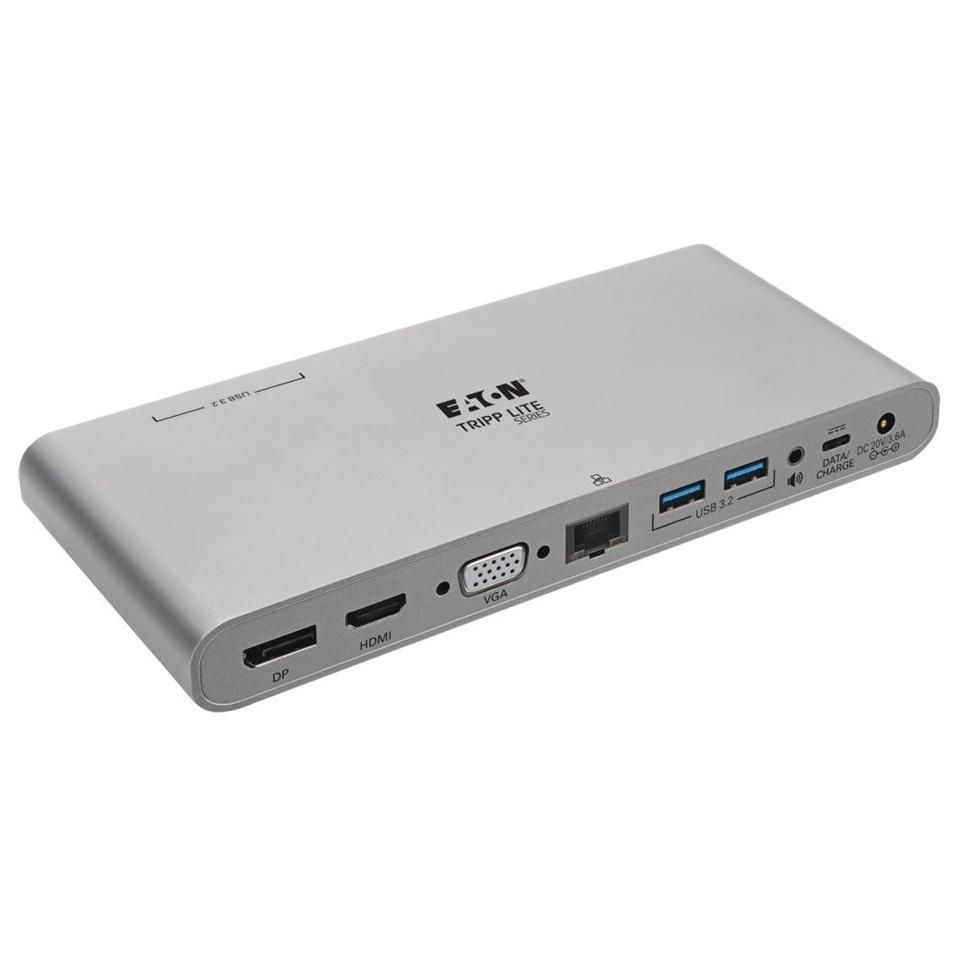 Eaton Tripp Lite USB-C Dock - 3-Screen, 4K, HDMI/DisplayPort, VGA, USB 3.2, Hub, Gigabit Ethernet, 100W Power Delivery