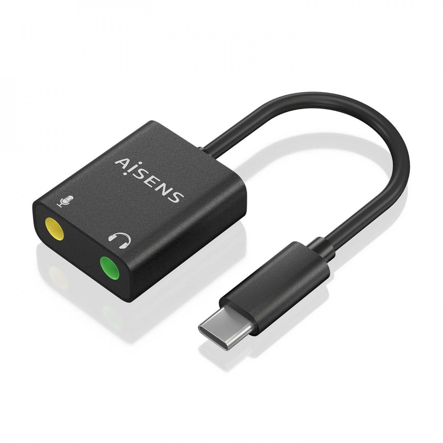 AISENS USB-C to 2x 3.5mm Audio Adapter - Black