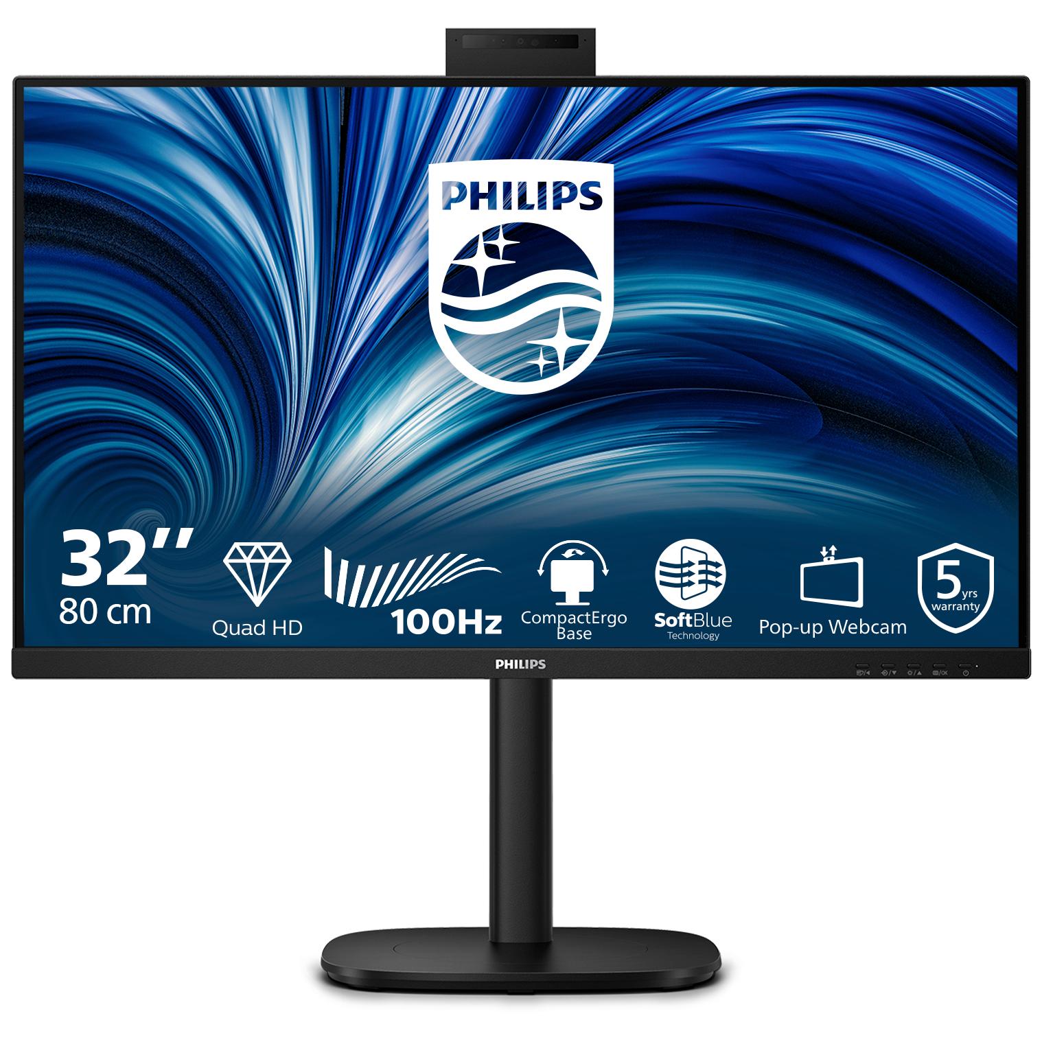 Philips 32B2U3601H - 3000 Series - écran LED - 32" (31.5" visualisable) - 2560 x 1440 QHD @ 100 Hz - IPS - 1000:1 - HDMI, DisplayPort, USB-C - haut-parleurs - noir