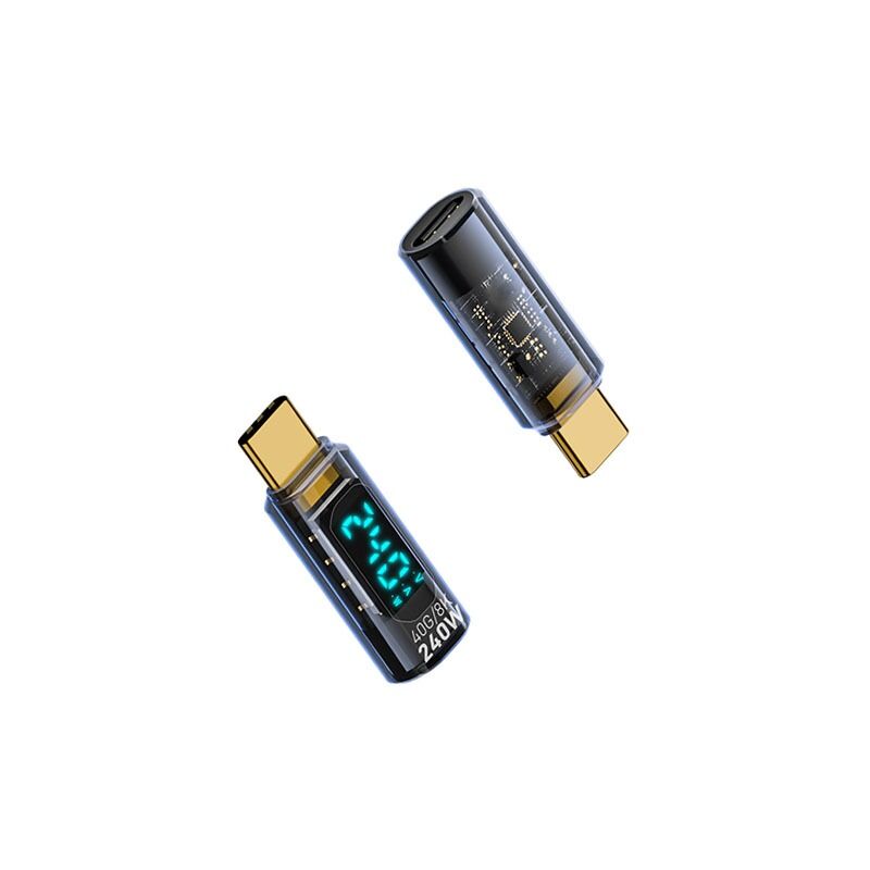 Adaptateur USB-C vers USB-C 240W avec affichage numérique - Noir Transparent (Lot de 2)
