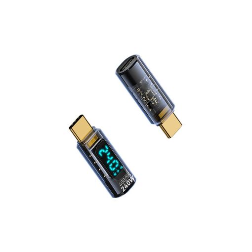 Adaptateur USB-C vers USB-C 240W avec affichage numérique - Noir Transparent (Lot de 2)