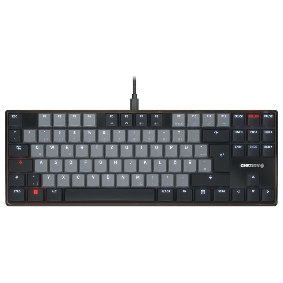 Cherry KC 500 MX LP Keyboard - 80% TKL - Backlit - USB - QWERTY US - Cherry MX Low Profile 2.0 Ivory Switch - Black