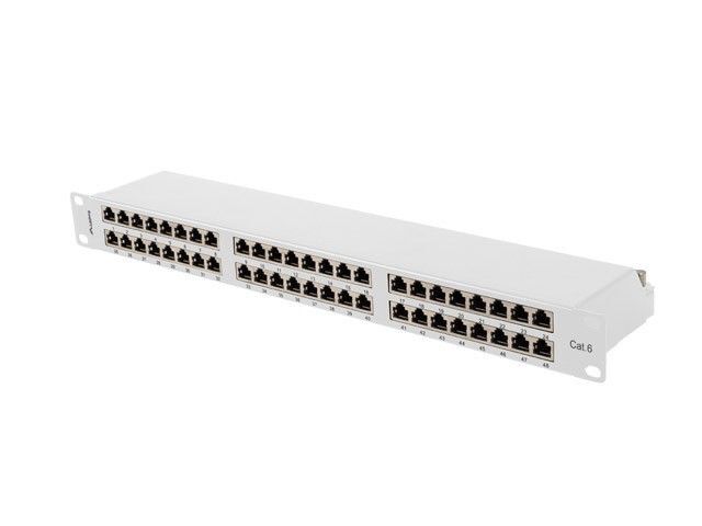 Lanberg 48-Port 1U 19-inch CAT6 FTP Shielded Patch Panel, Gray