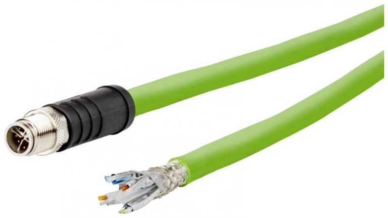 MetzConnect 142M6X10020 M12 Network Cable, CAT 6a Patch Cable SF/UTP 2m Green PUR Jacket, Acid Resistant, Ozone and UV Resistant, Drag Chain Capable