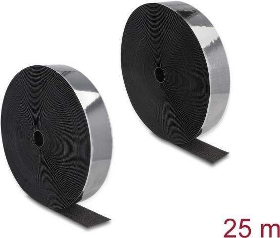 Delock Heavy-Duty Self-Adhesive Velcro Tape, 25m, Black (20862)