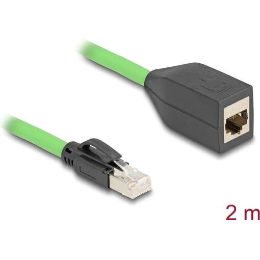 Cable de extensión de red Delock - RJ-45 (H) a RJ-45 (M) - 2 m - 6,8 mm - Cat 6a - Blindado - Verde