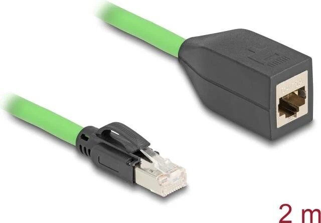 Delock Network Extension Cable - RJ-45 (W) to RJ-45 (M) - 2m - 6.8mm - Cat 6a - Shielded - Green