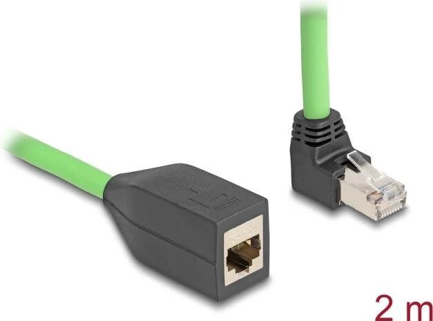 Delock Network Extension Cable - 2m, CAT 6a, RJ-45 Right-Angled to RJ-45 Female