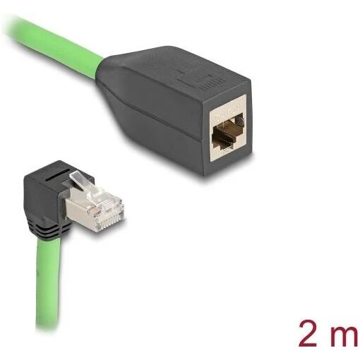 Cable de extensión de red Delock - 2 m, CAT6a SF/UTP, con ángulo recto, blindado, verde (80887)
