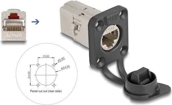 Delock Cat.6A Shielded Ethernet Jack with IP66 Protection (67061)