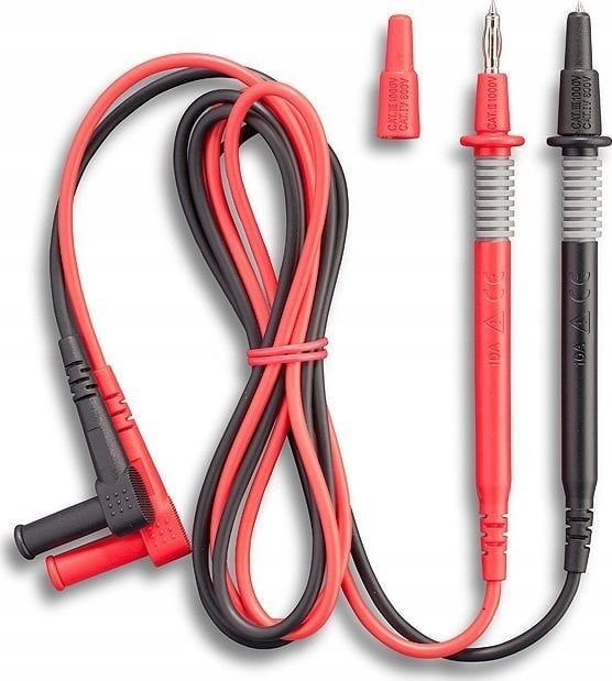 Benning Safety Test Lead Set - 4mm Banana Plugs, 1m Length, Black and Red