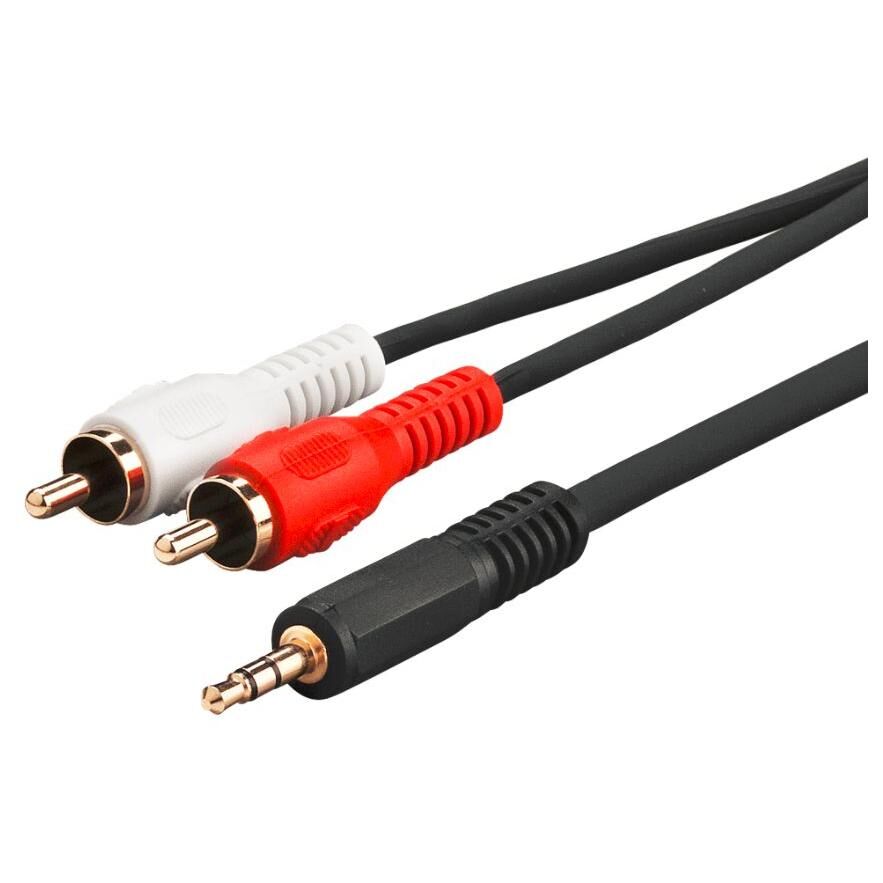 MicroConnect 15ft Audio Cable 3.5mm to 2 x RCA, Black