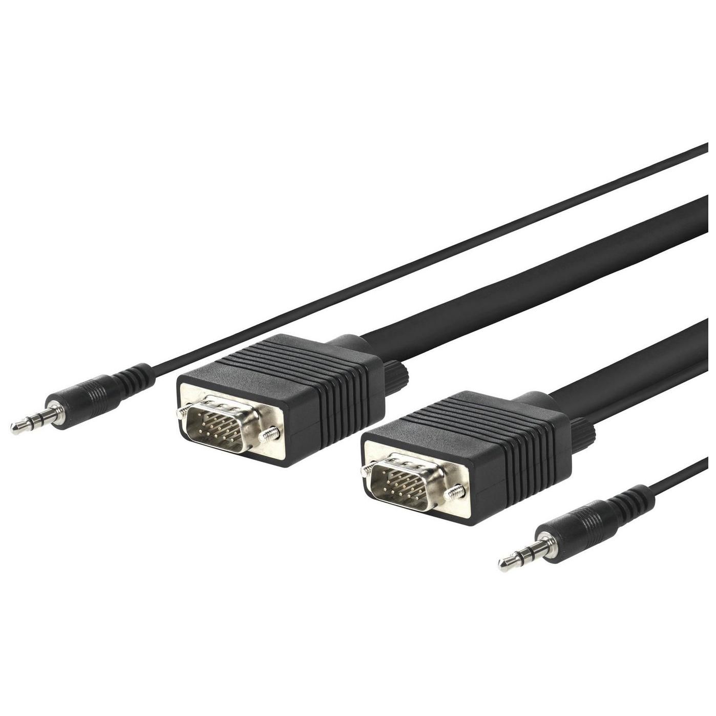 MicroConnect 5m VGA (D-Sub) + 3.5mm Cable and Adapter - Black