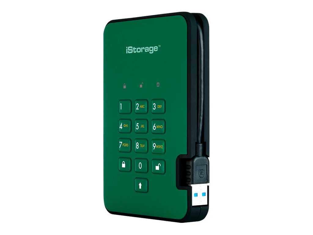 iStorage diskAshur² - 2TB Encrypted External Hard Drive - USB 3.1 Gen 1 - 5400 RPM - 8MB Buffer - AES 256-bit, FIPS 197