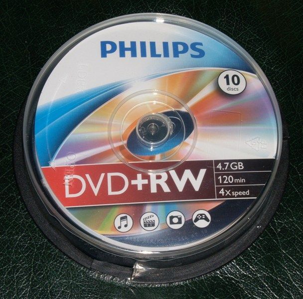 Philips DVD+RW Discs 10 Pack - 4.7GB, 1x to 4x Speed