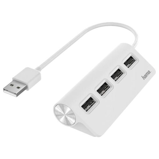 Concentrador y hub USB 2.0 Hama, 480 Mbps, Blanco
