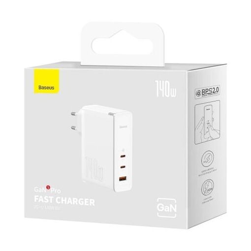 Cargador de pared rápido Baseus GaN5 Pro 140W, blanco