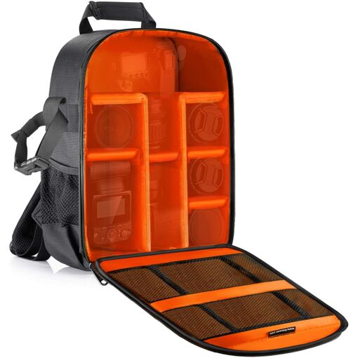 Neewer Waterproof Shockproof Camera Bag, 27x15x35cm Backpack for DSLR, Mirrorless Cameras, Lenses, Flash, Batteries and Accessories (Orange)