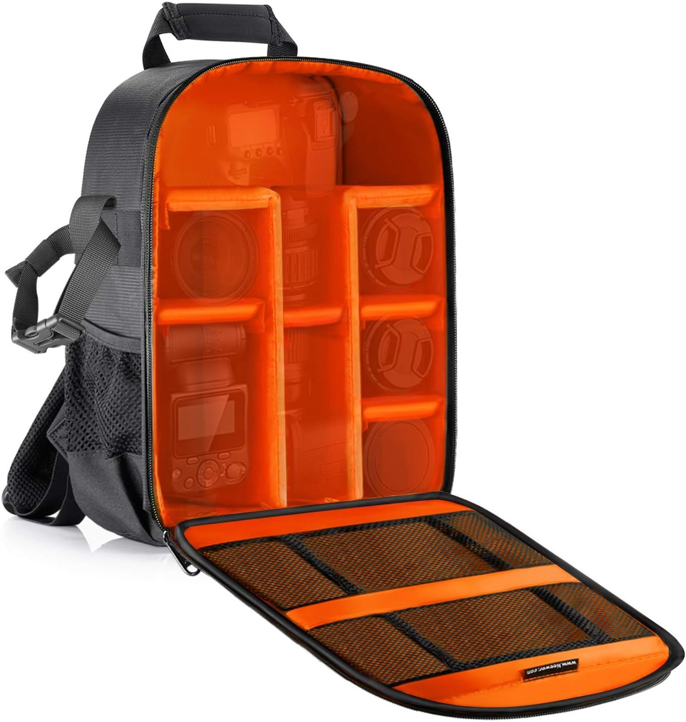 Bolsa de cámara resistente al agua y a choques de Neewer, 27x15x35 cm, para DSLR, cámaras sin espejo, lentes, flashes, baterías y accesorios (naranja)