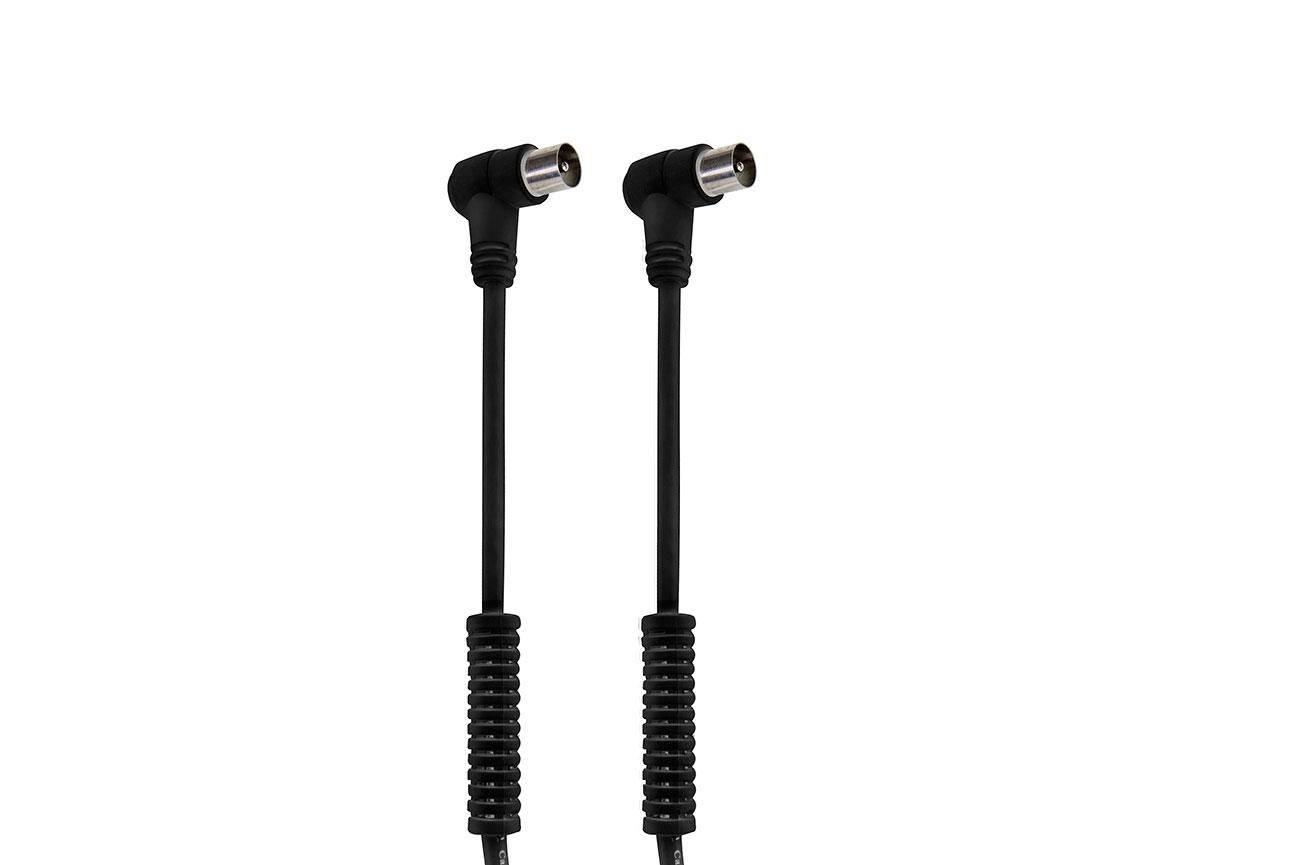 Dcu TV Antenna Cable - 90° Female to Male Bend, Black, 1.5m