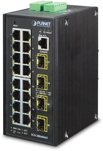Planet Managed Switch IGS-20040MT - 16x 10/100/1000 + 4x Gigabit SFP