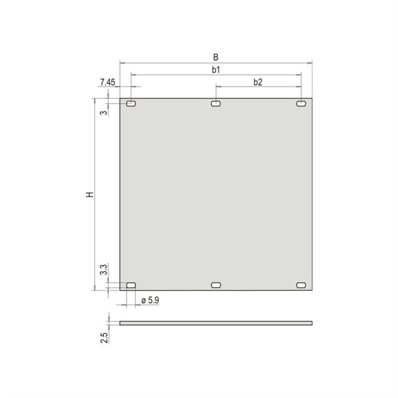Schroff 3U Unprotected Faceplate, 12HP, 2.5mm