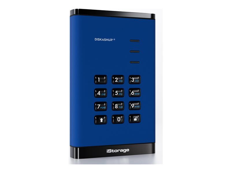 iStorage diskAshur³ - 1TB Encrypted SSD - Portable External Drive - USB 3.2 Gen 1 - Blue Sapphire