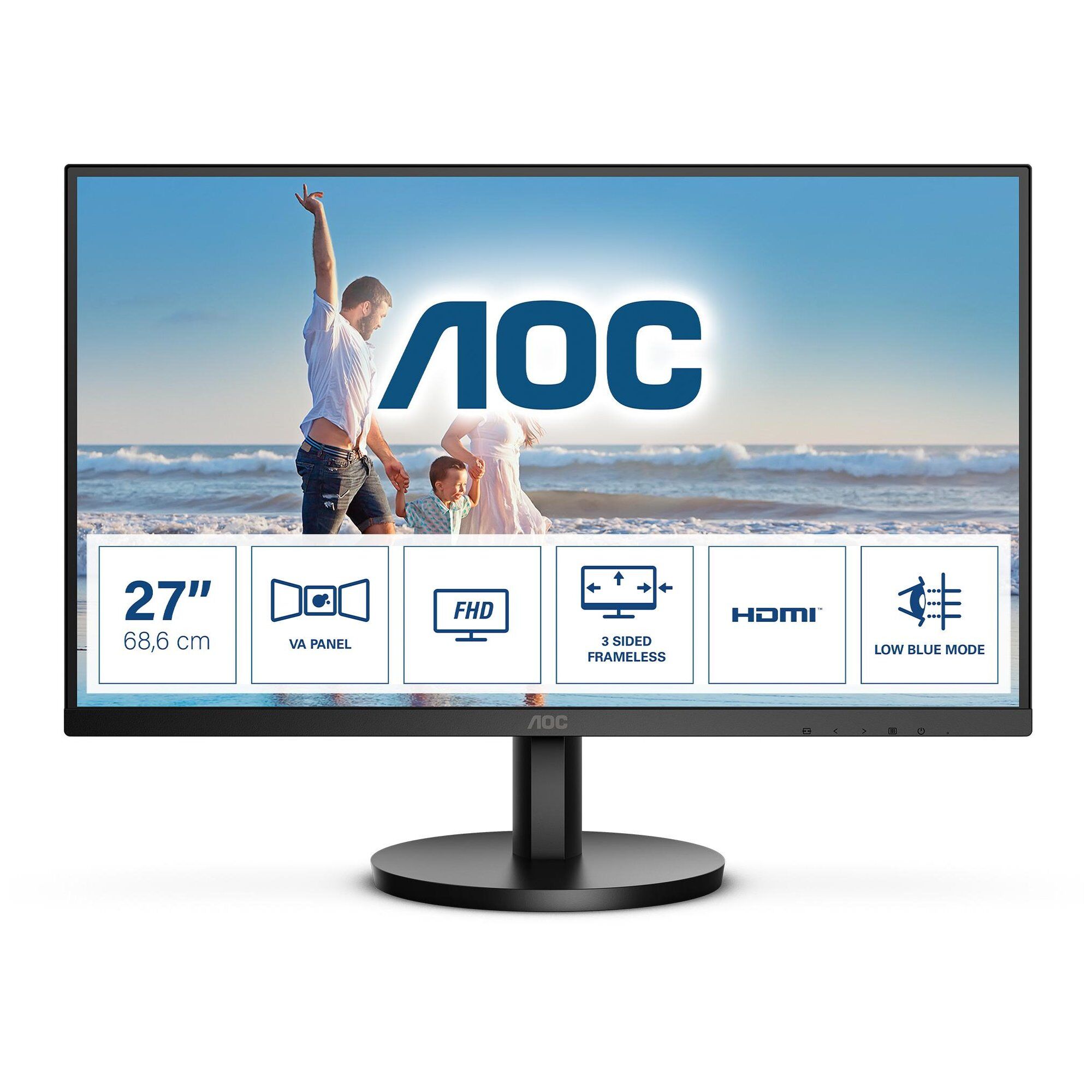 AOC B3 27-inch Full HD LED Monitor, 1920 x 1080, Black