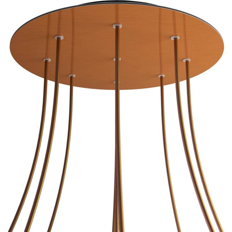 Creative Cables Rose-One XXL Round Rosette, 400mm Diameter with 9 Holes and 4 Side Holes - Satin Copper Dibond, Black