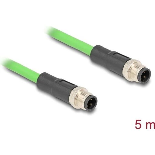 Delock M12 to M12 4-Pin Network Cable, 5m, Green