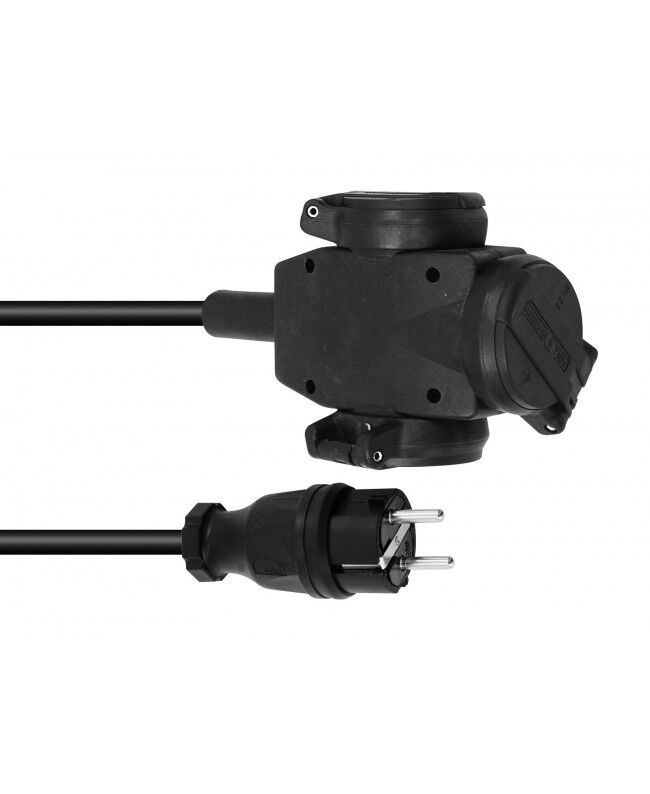 PSSO 15m 3-Outlet Extension Cord, Black