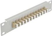 Delock Patch Panel, 12 LC Duplex MM Ports, Grey/Beige, 1U, 25.4cm (10')