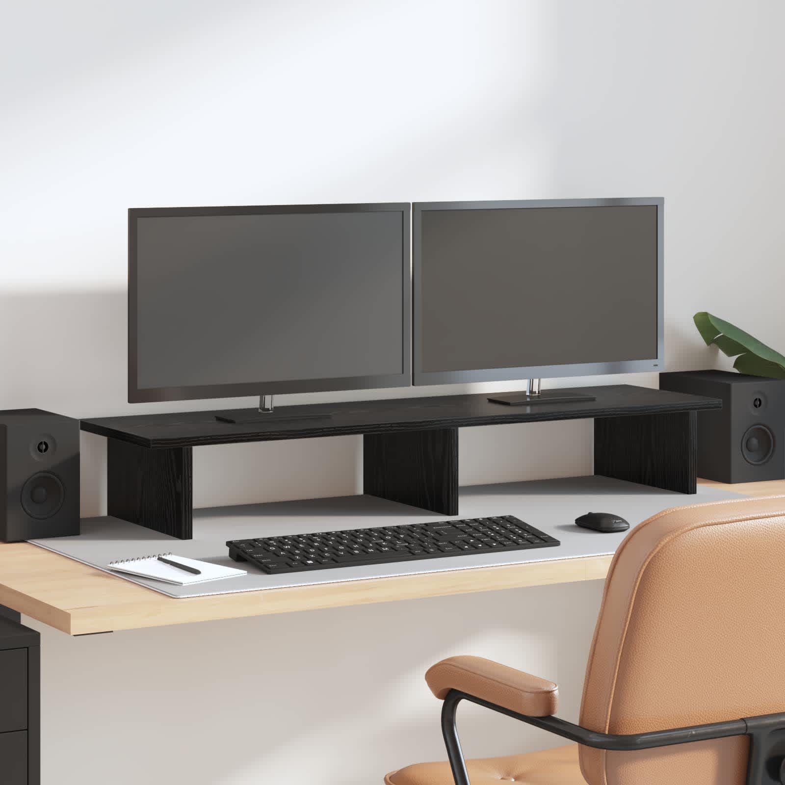 VIDAXL Monitor Stand, Black Oak, 100 x 27 x 15 cm