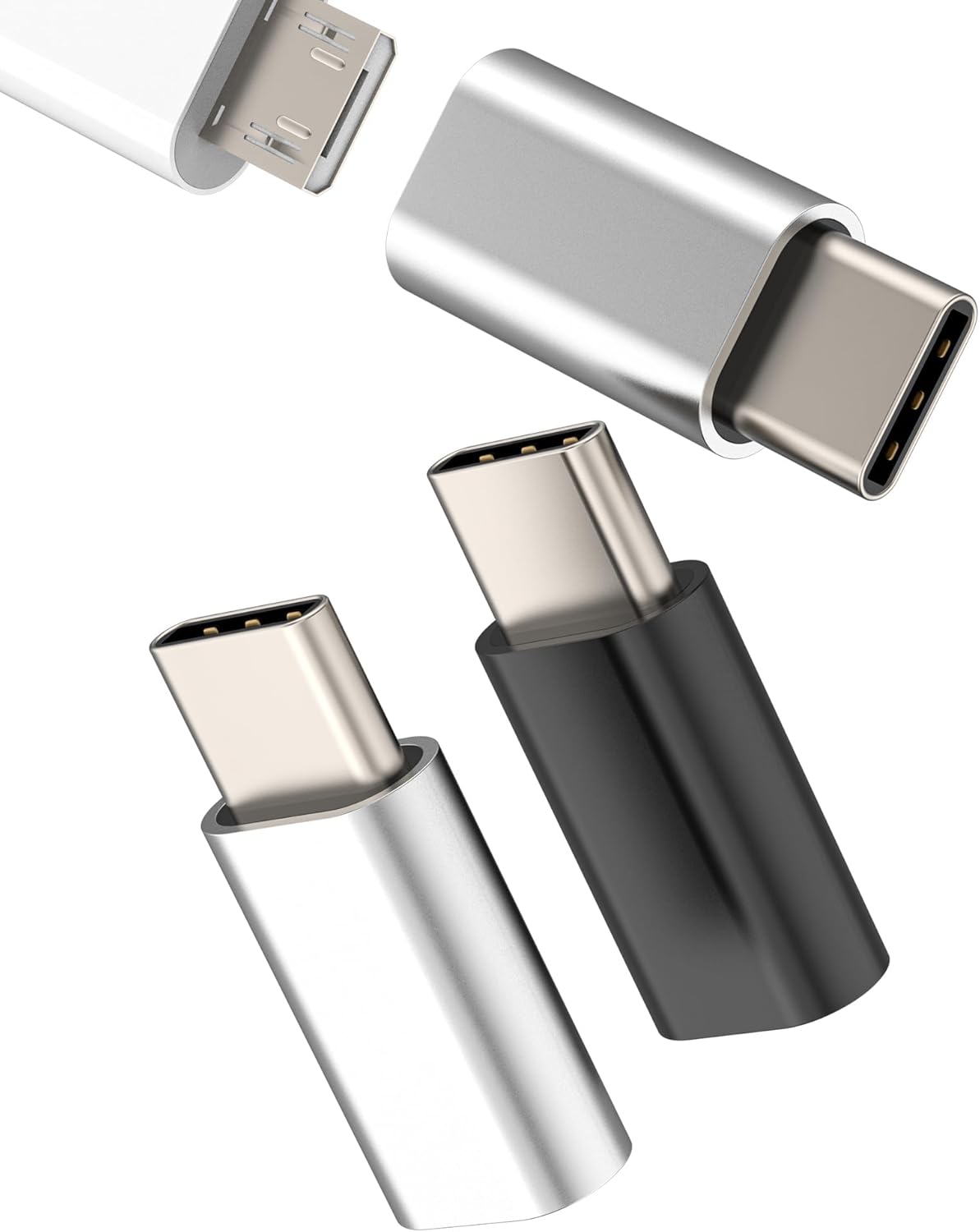 Subzonal - Micro USB Female to USB C Male Adapter (Pack of 3) for iPhone 15/16 Pro Max, iPad, and More