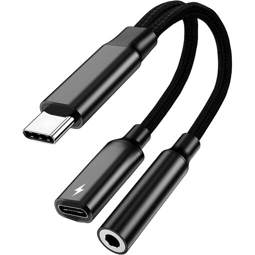 USB-C to 3.5mm Jack and Quick Charge PD 60W Cable, Nylon Braided