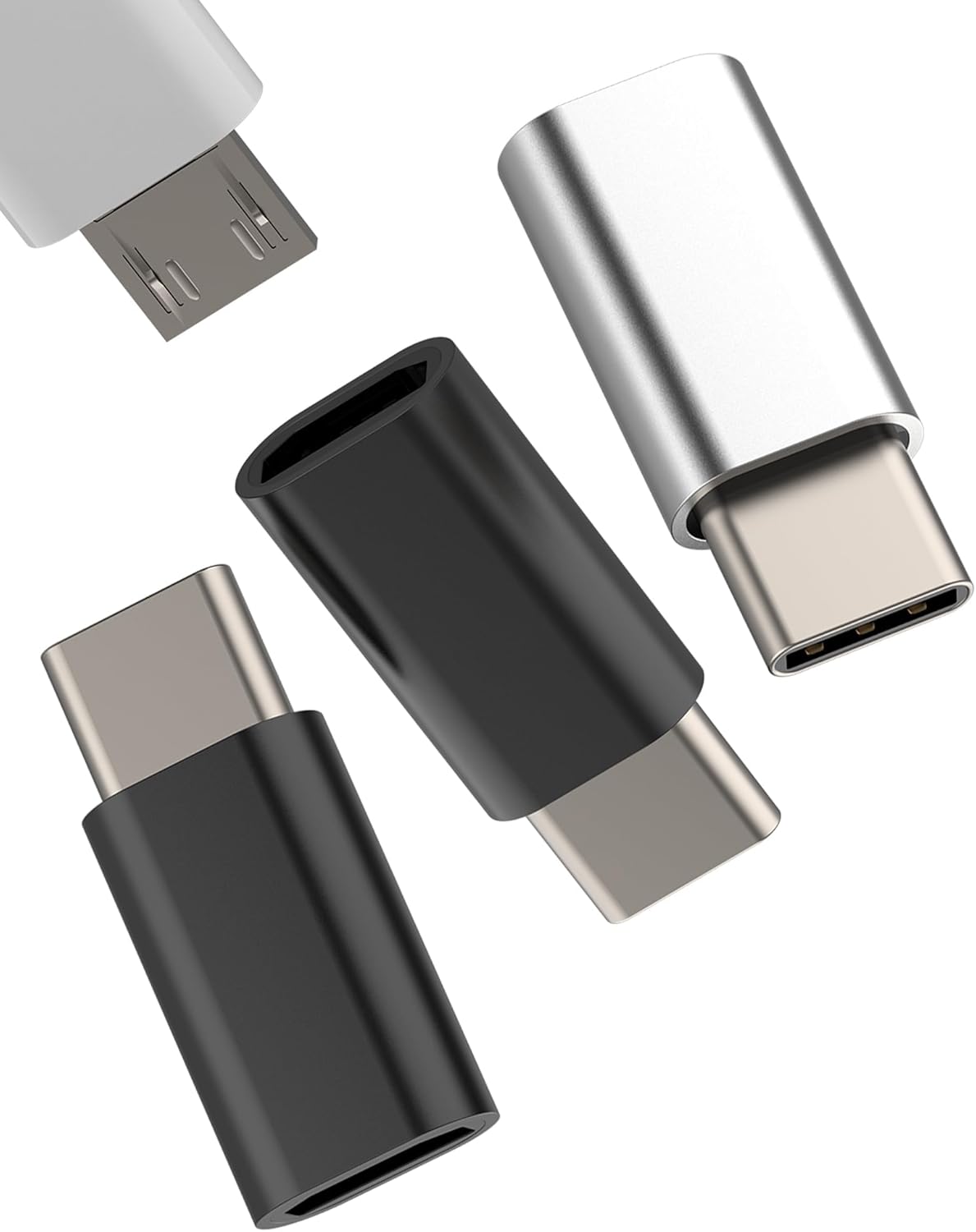 Adaptador Micro USB a USB C (Paquete de 3) - Cable para cargar y transferir datos para iPhone 16/15 Pro Max, teléfonos y tabletas Android
