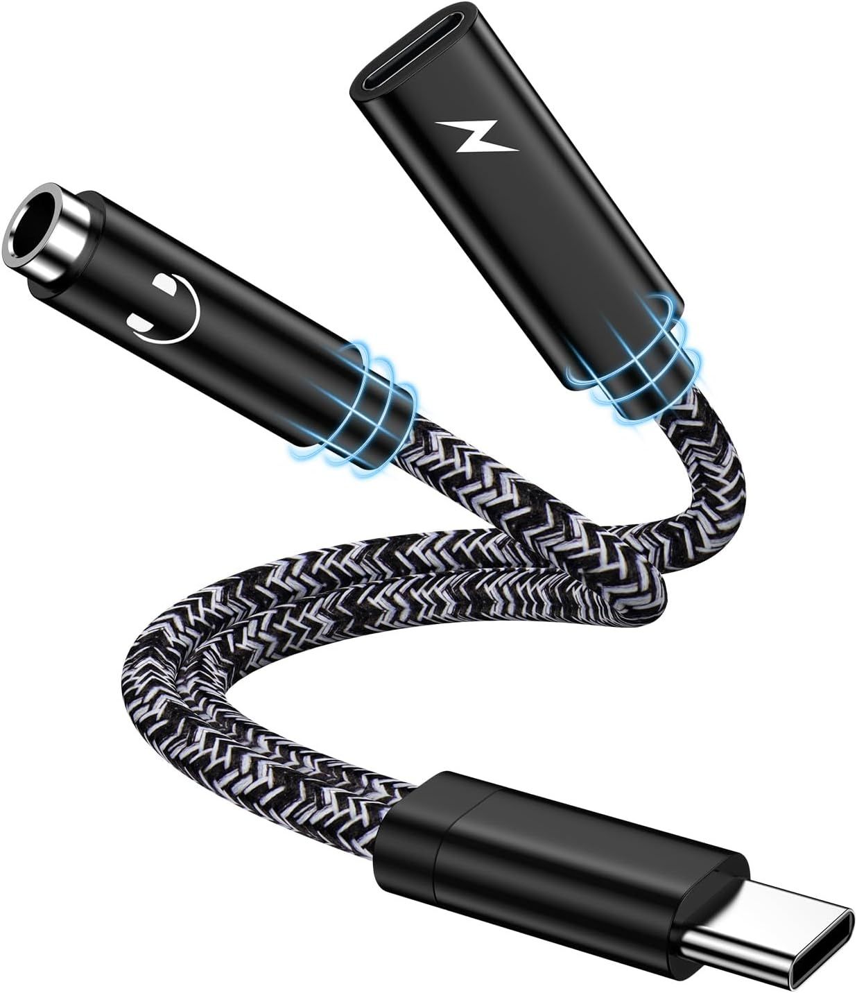Adaptateur USB-C vers Jack 3,5 mm Subzonal avec charge rapide, câble 2 en 1 Type C vers AUX