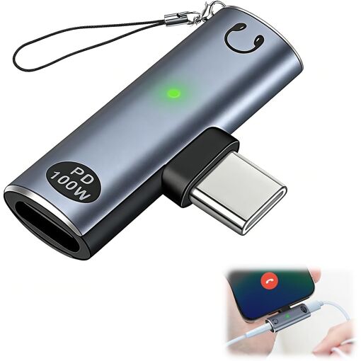 Adaptador 2 en 1 USB C a jack de 3,5 mm con PD 100 W